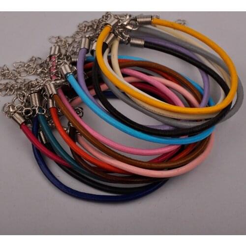 100pcs Adjustable 3mm Round Leather Cord Bracelet Fashion Bracelets Leather Rope String for Jewelry Making Supplies