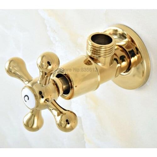 Gold Color Brass 1/2"male x 1/2" male Brass Bathroom Angle Stop Valve Gold Finish Filling Valves Bathroom tav013