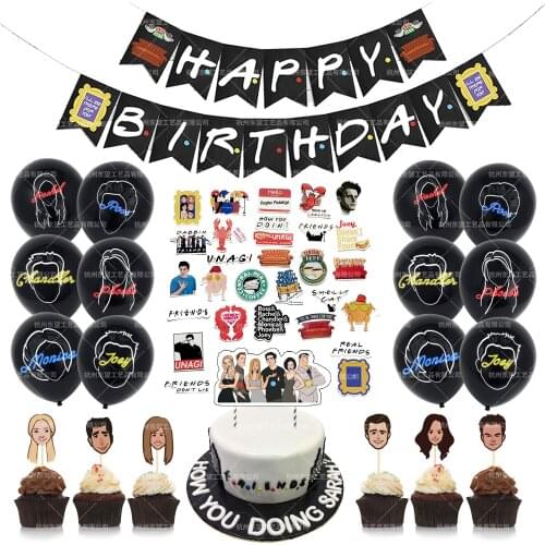 TV Show Friends Theme Party Decration Birthday Banners Cake Flag Toppers Latex Balloons Tattoo Stickers Christmas Party Supplies