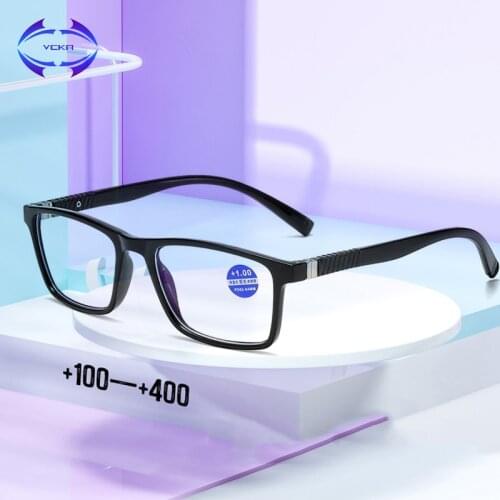 VCKA Far Near Dual-use Women Reading Glasses Men Anti Blue Rays Presbyopia Eyeglasses Antifatigue Computer Eyewear +1.0 to +4.0
