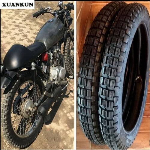 XUANKUN Retro Motorcycle Trolley Tires 3.0-18, 3.5-18 Square Tires All Terrain Tires Containing Inner Tubes