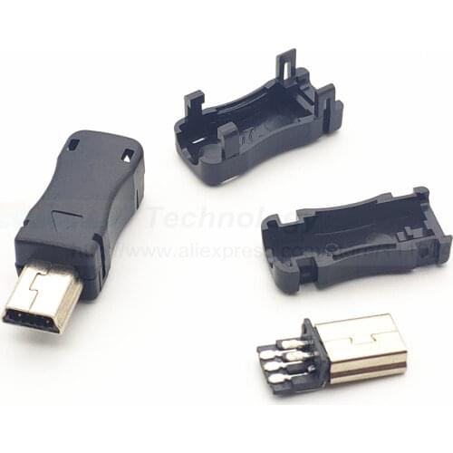 10pcs Mini USB 5 Pin T Port Male Plug Socket Connector&Plastic Cover for DIY Dropshipping Top Sale