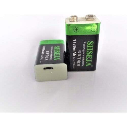 100% 9V 1180mWh lithium li-po li-ion rechargeable battery USB 9V rechargeable BATTERY