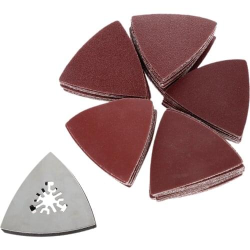 101pcs/set Sandsanding sheets Sandpaper w/80mm Triangular Sanding Pad Oscillating Multi-tool for Multimaster Fein Dremel Cutting