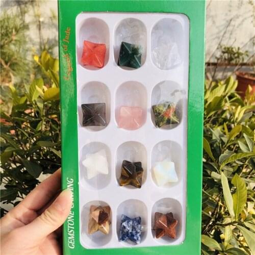 12pcs many kinds of natural crystal merkaba stone