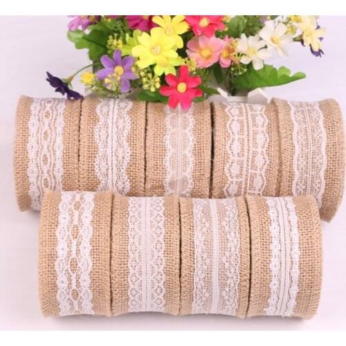 2m/Roll Environmental Protection Linen Hemp Rope Roll Lace Ribbon Handmade DIY Festival and Wedding Decoration Supplies