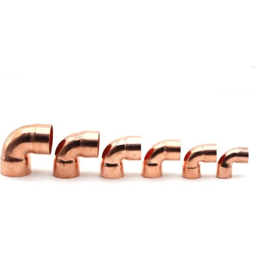 92 105 108 133 159 219mm ID 99.9% Copper End Feed Solder 90 Degree Elbow Plumbing Fitting Coupler For Air Condition