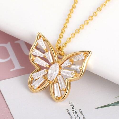 Bohemia Crystal Butterfly Necklaces Pendants For Women Jewelry Stainless Steel Bridal Necklace Collares Mujer Best Friend Gifts