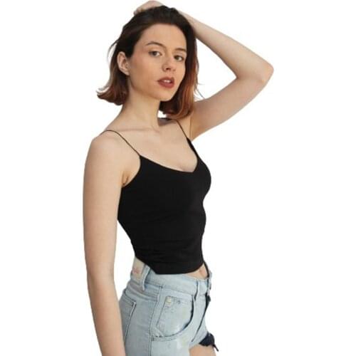 Brosse RB7300Z V-Neck Strappy Cotton Summer Dress Crop Top Sexy T Shirt Women T-Shirts Tops Y2k Tanks Blouses Tees