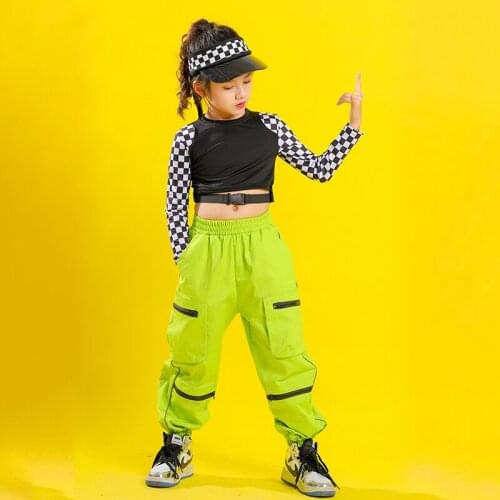 Kid Hip Hop Carnival Outfit Clothing Sweatshirt Crop Top T Shirt Running Casual Pants Girl Jazz Dance Costume Clothes wear