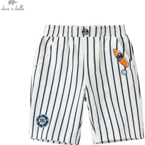 DKH17071 dave bella summer 5Y-13Y kids boys fashion casual striped pockets pants children boutique casual full-length pants