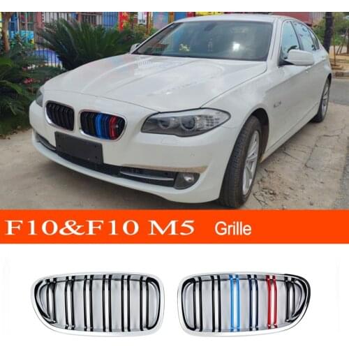 F10 F11 Kidney 2-Slat ABS Chrome Gloss M-color Front Bumper Hood Racing Grill Grille for BMW 5 Series F10&F10 M5 F11&F11 M5
