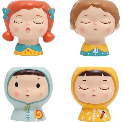 Succulent Plant Pot Cute Girl Flower Planter Flowerpot Bonsai Pots Gift 4Pack