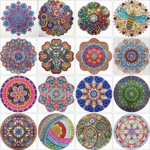 HUACAN Special Shape 5D Diamond Painting Flower Mosaic Rhinestone Picture Embroidery Mandala Home Decor 24x24cm