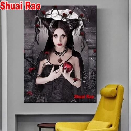 Apple Mirk woman Diamond Painting DIY 5D rhinestone Cross Stitch Diamond Art Embroidery Mosaic Handmade Portrait Gothic Lady