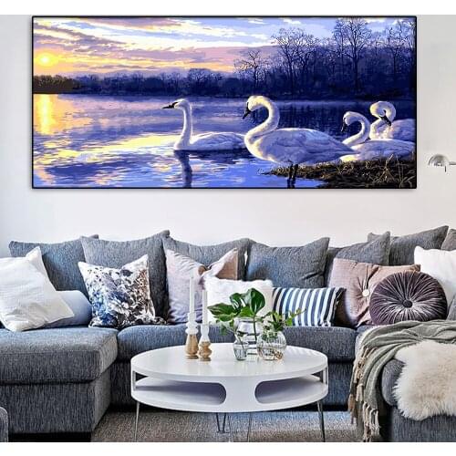 GATYZTORY 60x120cm Red Trees DIY Painting By Numbers Swan Abstract Modern Wall Art Picture Calligraphy Painting For Home