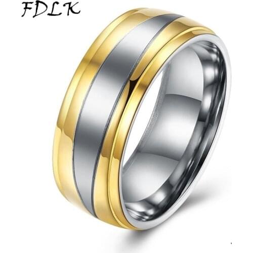 FDLK Simple Ring Fashion Stainless Men Ring Anniversary Wedding Ring Charm Male Jewelry Gift Size 6-13