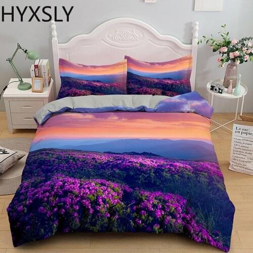 3D Landscape Bedding Set Mountain Tree Printed Scenic Sunset Duvet Cover With Pillowcases For Home Bedroom Twin Queen King Size