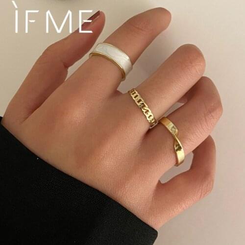 Trendy Aesthetic Minimalist Chunky Chain Opening Rings Set for Women Girl Simple Party Hippie Goth Finger Ring Trendy Jewelry