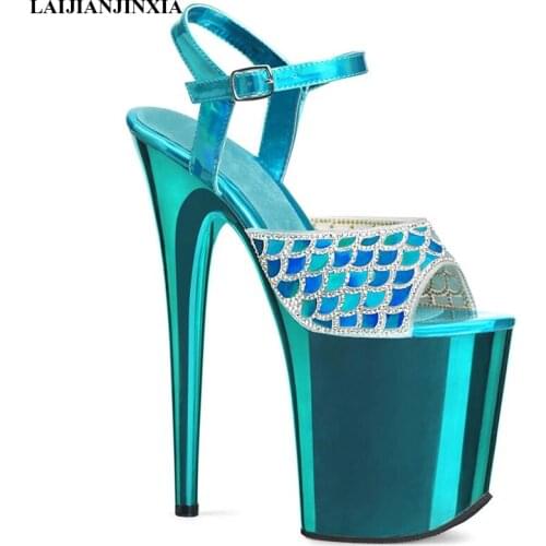 LAIJIANJINXIA Women Sexy Electropling Platform Sandal 20cm High Heel Party Dress 20CM high heels 20cm sandals Dance Shoes