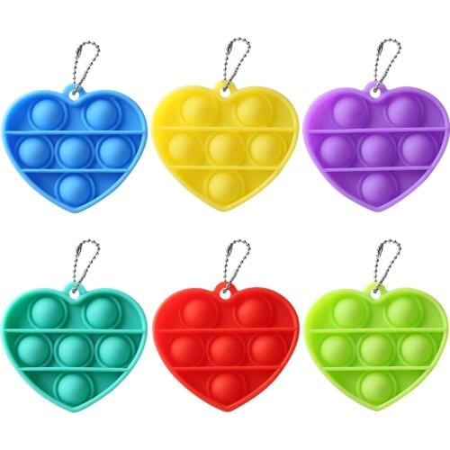 Mini Heart Shaped Push Bubble Sensory Toys Autism Relief Stress Simple Dimple Fidget Adult Children Desktop Educational Silicone