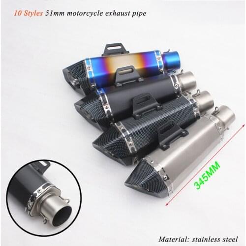 Motorcycle Exhaust Muffler Tip Pipe With DB Killer Refit Link 38-51mm Diameter Head Stainless Steel Silencer System Universal