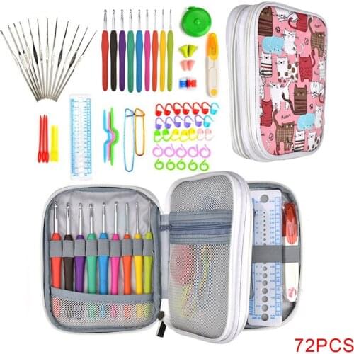 72pcs/set Crochet Hook Set Knitting Needle Kit DIY Manual Knitted Storage Bag Knitting Knit Weave Yarn Crafts Tools