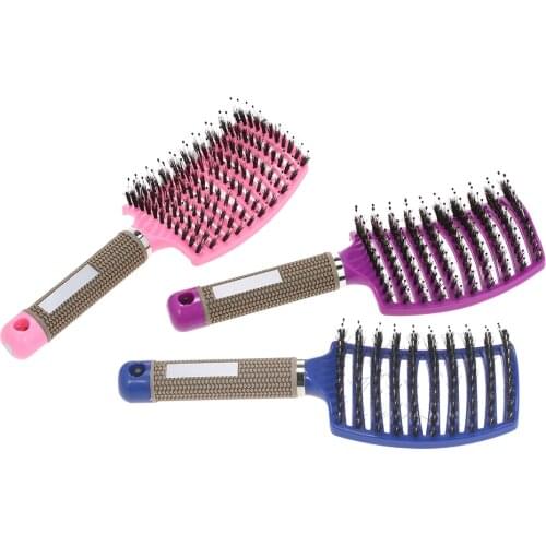 New Hair Scalp Massage Comb Curved Boar Bristle Hair Brush Hair Comb for Woman Hairbrush for Salon Hairdressing Styling Tools