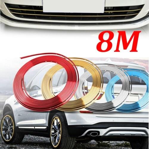 8M Car Decoration Roll Car Wheel Rim Sticker Chrome Wheel Decoration Auto Tire Rims Plated Strip Protection Car-styling Exterior