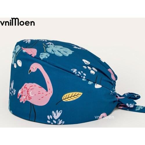 Wholesale Cotton Printed Cap Multicolor Nurse Beautician Scrub Cap Adjustable Unisex Headscarf Chef Gourd Cap Dust Cap
