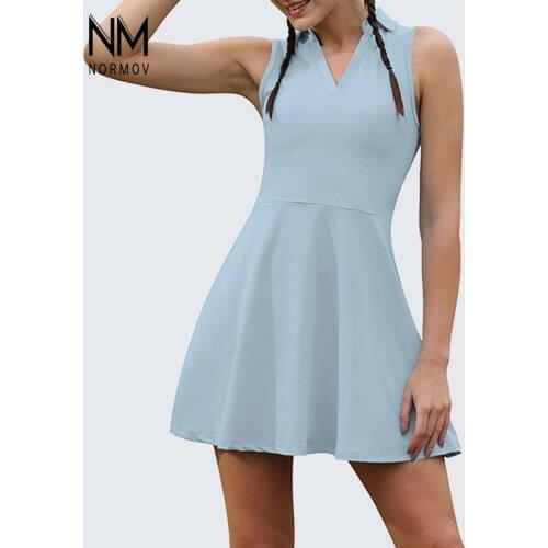 NORMOV Sports Dress Tennis Backless Running Fitness Short Dresses Women Sleeveless Summer Quick Dry Bodycon Casual Dress Women
