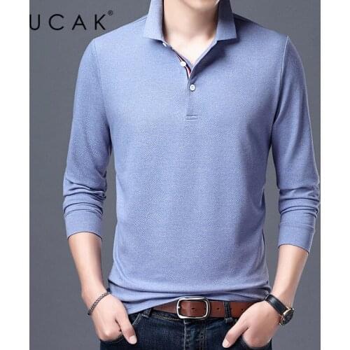 UCAK Brand Casual Turn-down Collar T Shirt Men Clothes Spring New Arrivals Streetwear Cotton Long Sleeve T-Shirt Clothing U5367