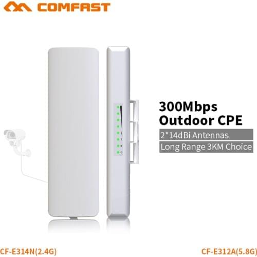 COMFAST 300Mbps WIFI Bridge 5.8G / 2.4G Outdoor Extender Receiver 2-5KM Built In Watchdog Chip CPE 48v POE High Gain WIFI Router