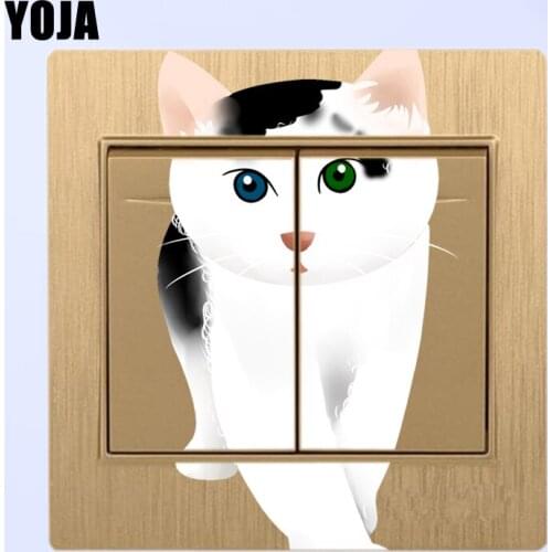 YOJA Pretty Kitty Sticker Switch Personalized Colored Decor Living Room Bedroom Wall Decals 8SS0081