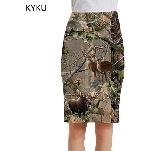KYKU Animal Skirts Women Deer Elegant Bear Print Skirt Forest Sundresses Ladies Skirts Womens Floral Casual Party Knitted
