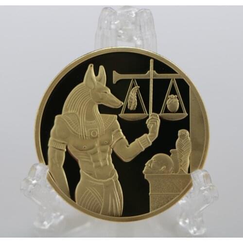 Gold Plated Egypt Death Protector Anubis Coin Copy Coins Egyptian God Of Death Commemorative Coins Collection Gift