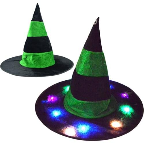 1pcs Halloween Glowing Witch Hat LED Light Glowing Witches Hat Hanging Halloween Decor Suspension Tree Glowing Hat