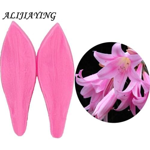 2Pcs/set 3D Lily petal shape Sugarcraft Silicone Fondant Molds flower leaf Clamping Cake Decorating Tools D1065