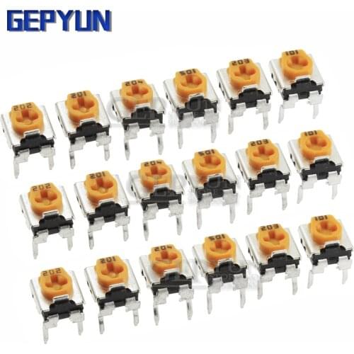 20pcs WH06-2C 100 200 500 1K 2K 5K 10K 20K 50K 100K 200K 500K 1M ohm Trimmer Potentiometer Gepyun variable resistors WH06
