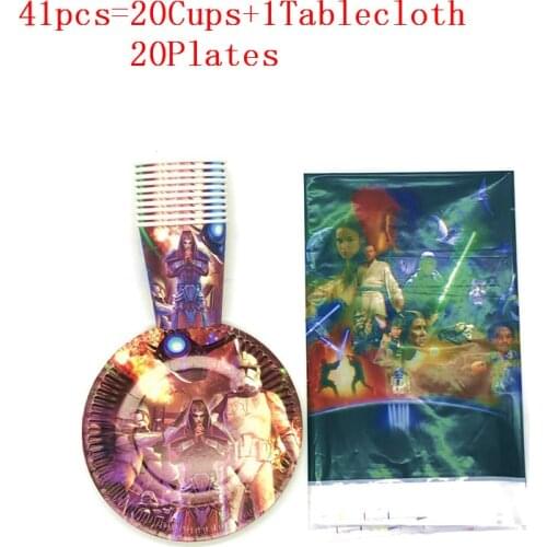 21/41 pcs Star Wars Theme Happy Birthday Party Supplies Paper Cups Plates Tablecloth Disposable Tableware Baby Shower Decoration