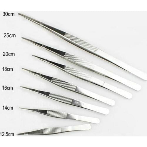 7pcs/set Thicken Stainless Steel medical straight Tweezers, round-head Surgical Tweezer 12.5/14/16/18/20/25/30cm for Laboratory