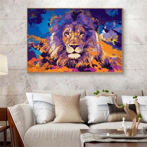 Abstract Colorful Lion Painting Modern Animal Wall Art Picture Cuadros for Artwork Canvas Poster Printed Graphic Home Decoration