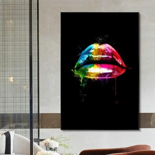 Abstract Sexy Lips Canvas Paintings On the Wall Art Posters And Prints Graffiti Art Pictures Home Wall Decor Street Art Cuadros