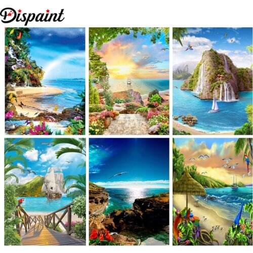 Dispaint 3D Diamond Painting "Beautiful scenery sea"DIY Full Rhinestones Drill Cross-stitch Kits Square Round Diamond Embroidery