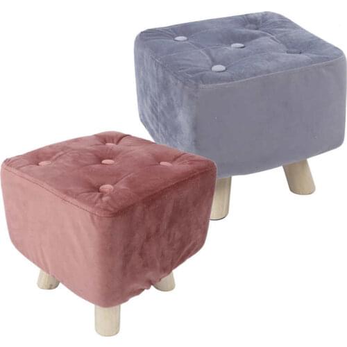 30x30cm Velvet Foot Stool Wooden Living Room Bedroom Dining Home Furniture Shoe Rack Footstool Foot Rest Stool Makeup Chair