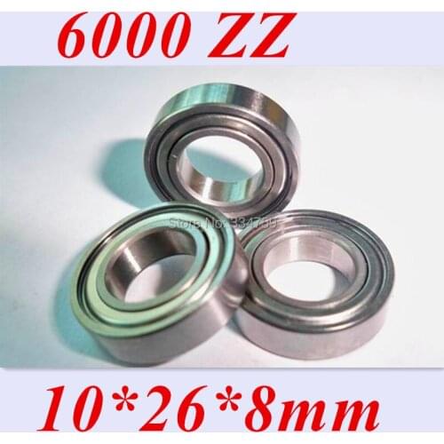 Free Shipping 10pcs/lot 6000Z 6000ZZ ABEC-5 10X26X8 Shielded 6000 Miniature Deep Groove Ball Radial Ball Bearings 3D printer