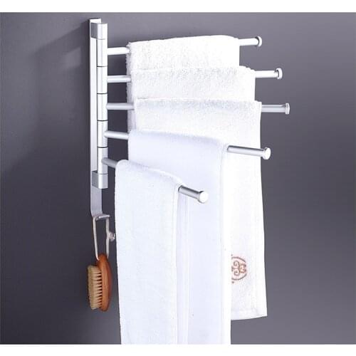 Free Punching and Environmental protection Bathroom Space Aluminum Rotating Towel Rack Bathroom kitchen wall hanging towel
