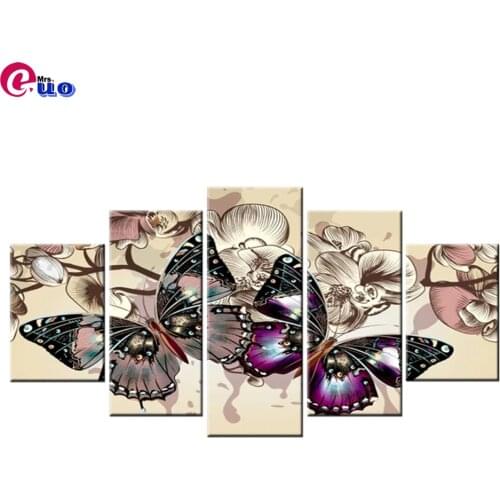 Diamond Mosaic Butterfly Multi-picture Combination Full Square/Round Embroidery Cross Stitch Painting Art Gift 5pcs/set