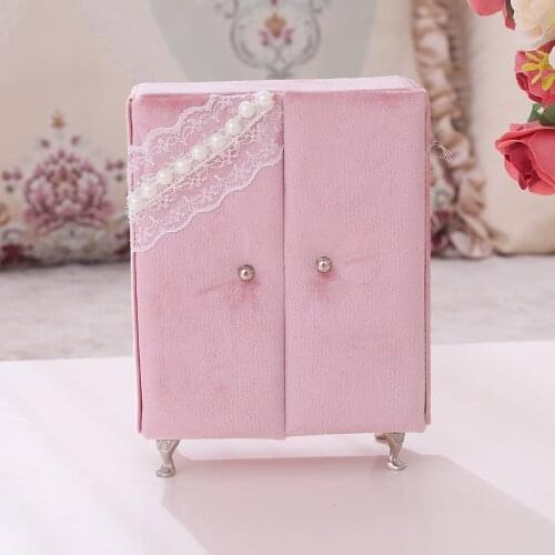 Elegant Mini Closet Holder Faux Pearl Travel Jewelry Box Organizer Display