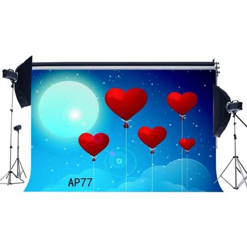 Photography Backdrops Valentines Day Bokeh Halos Sparkle Sequin Red Hearts Mysterious Moon Lover Portraits Background